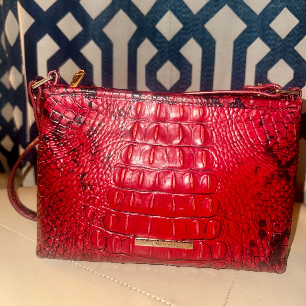 Brahmin Red Crocodile-Embossed Shoulder Bag